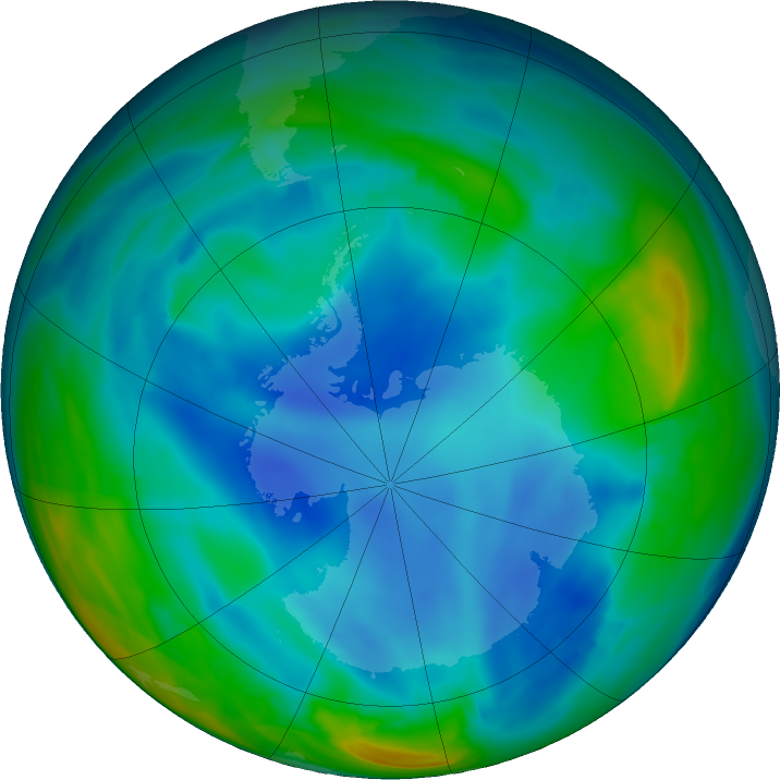 Antarctic ozone map for 16 June 2023